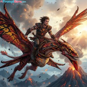 A Human Resembling Spider from Avatar: Fire and Ash, Riding Toruk (The Great Leonopteryx) - Free Ai Image Prompt