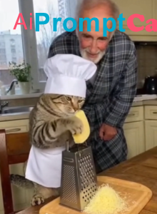 Chef Cat Grates Cheese - Free Ai Video Prompt Chef Cat Grates Cheese - Free Ai Video Prompt