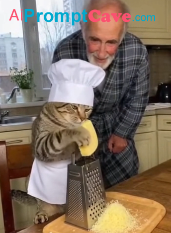 Chef Cat Grates Cheese - Free Ai Video Prompt