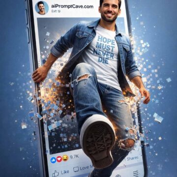 Make a design of your self getting out of smart phone facebook profile