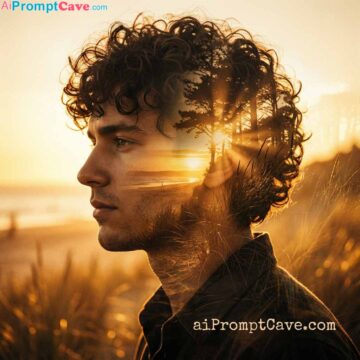 Man Profile Silhouette and Sunset Trees - Free Ai Image Prompt