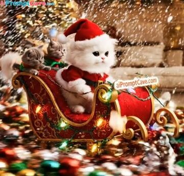 Christmas New Year Cat Celebration - Free Ai Image Prompt
