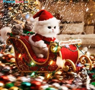 Christmas New Year Cat Celebration - Free Ai Image Prompt