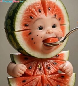aiPromptCave.com : Ai Baby Watermelon Feeding - Free Ai Video Prompt