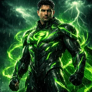 Free Ai Prompt: A cinematic superhero portrait of (Green Storm), a powerful green‑themed hero inspired by emerald energy. A cinematic superhero portrait of (Green Storm), a powerful green‑themed hero inspired by emerald energy.