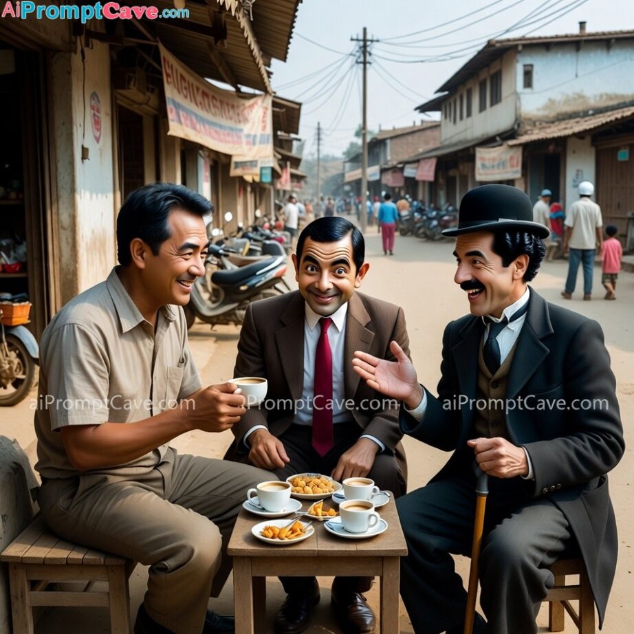 Put Yourself with Mr Bean and Charlie Chaplin - Free Ai Image Prompt