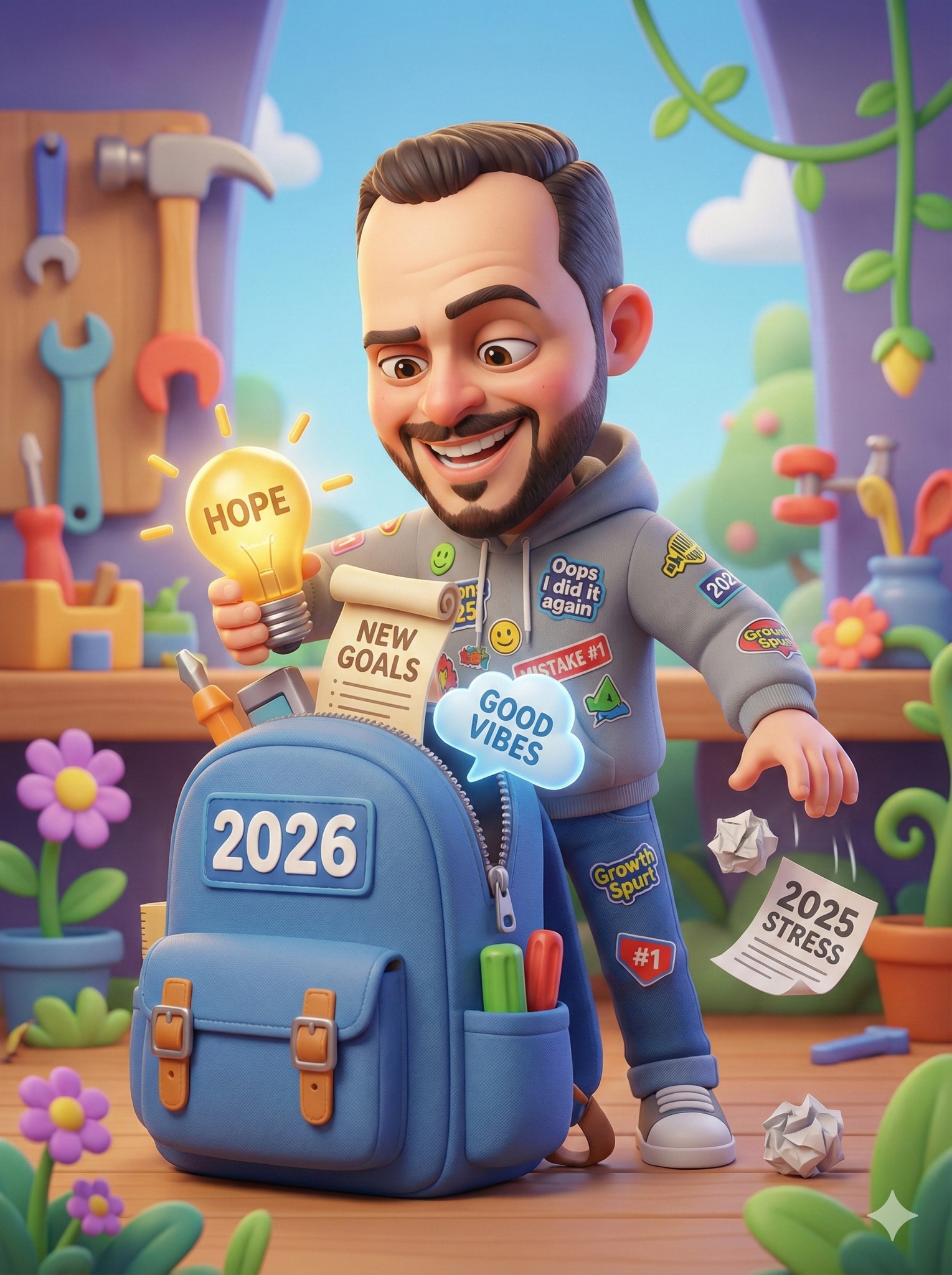 Cartoon Character : New Year Goals and Wishes - Free Ai Image Prompt