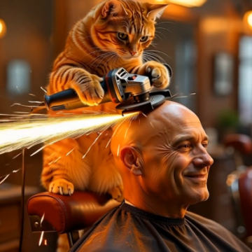 orange cat barber ai free video prompt
