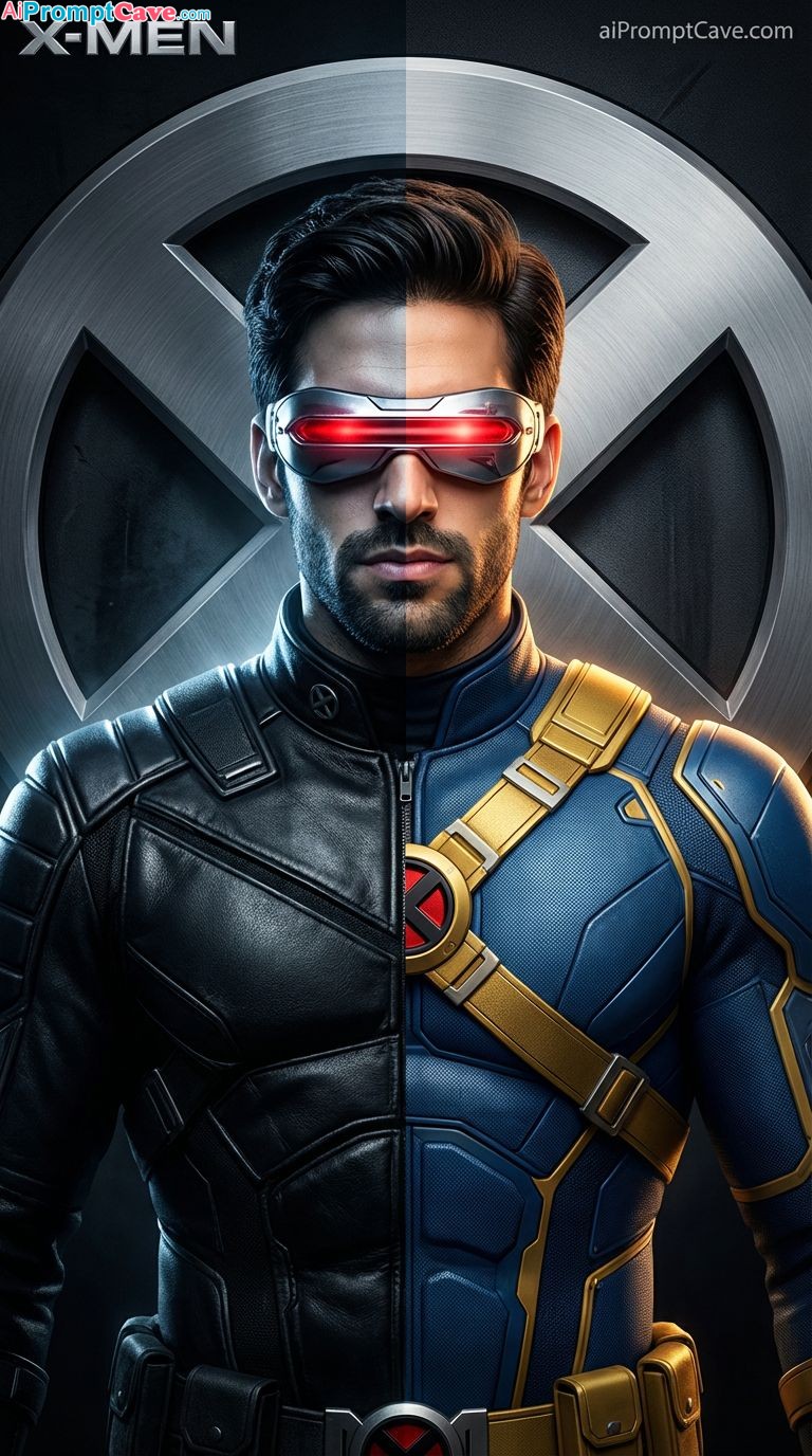Be in a Cinematic X-Men Hero Poster – Cyclops Then vs Now Movie Style - Free Ai Prompt