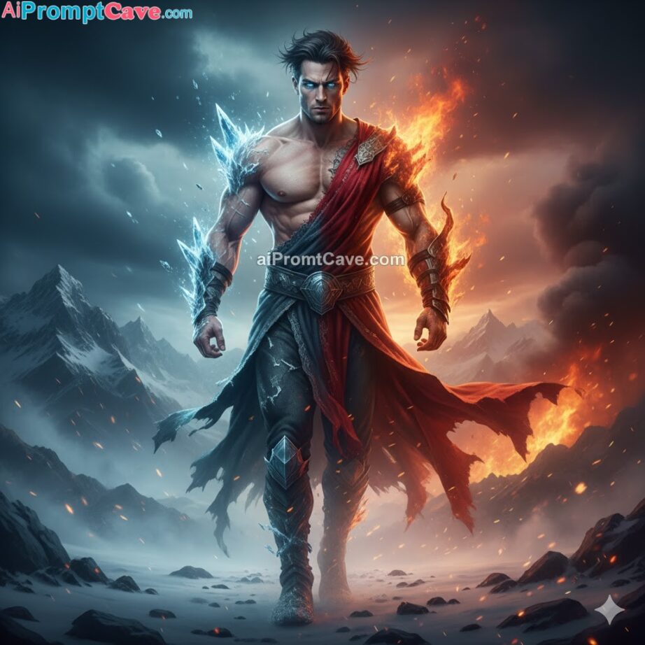 Convert Your Photo into a Fire and ice Warrior - Free Ai Prompt