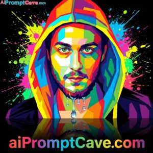 Create your photo as WPAP Pop Art Portrait with Graffiti Splashes and Surreal Reflection - Free Ai Prompt