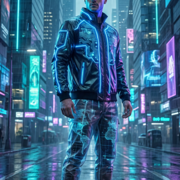 Cyberpunk Fashion Poster Marketing Ad Creative – Futuristic Neon Streetwear in a High-Tech City - Free Ai Prompt