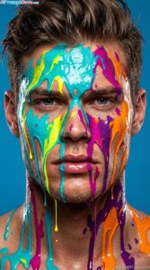 Expressive Artistic Colorful Portrait with Vibrant Paint - Free Ai Prompt