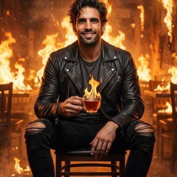 How to Create Cinematic Fire Portrait of yourself Calmly Sitting in a Burning Restaurant - Free Ai Image
