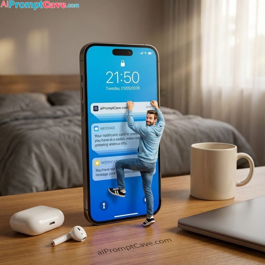 How to Create a Tiny Version of You Climbing The Phone Screen - Free Ai Prompt Library