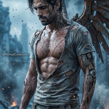 How to Design Cinematic Cyber-Warrior Portrait of yourself with Mechanical Wings - Free Ai Prompt