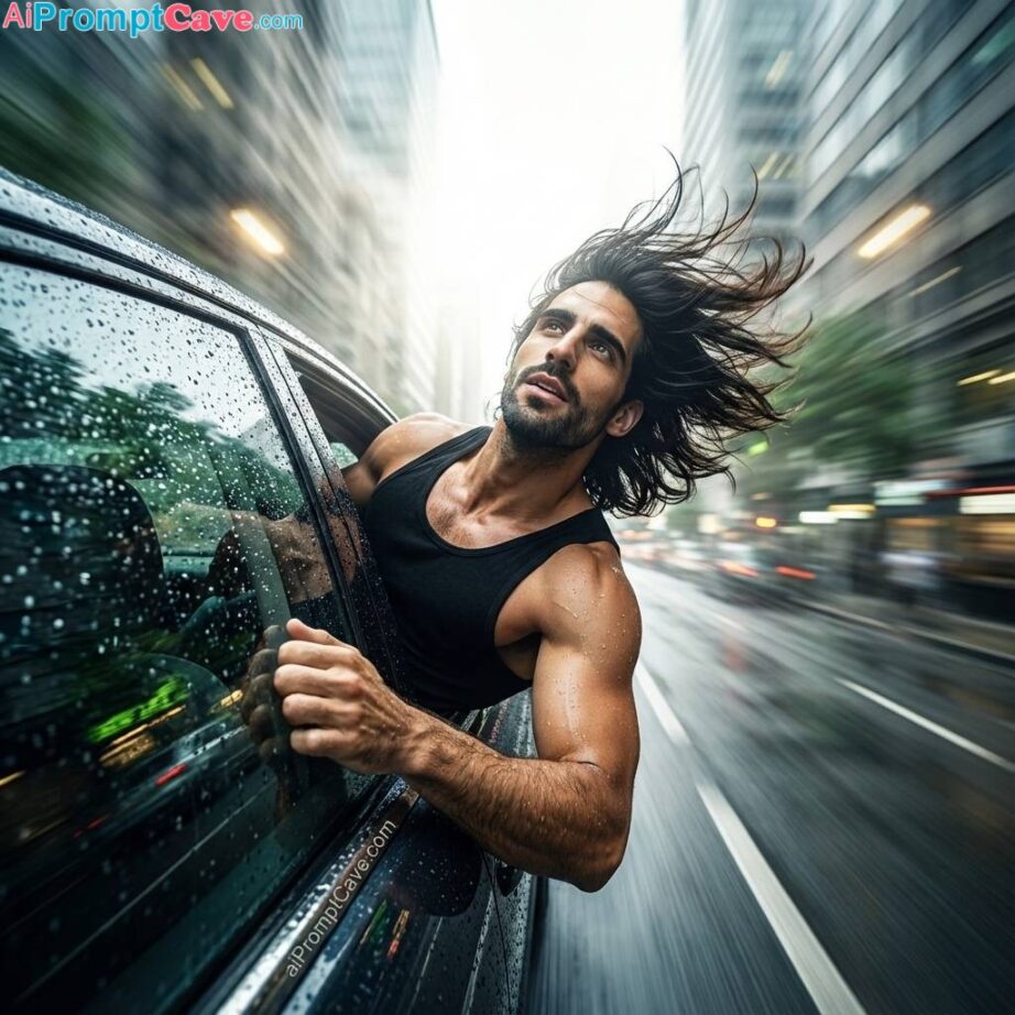 How to Make your image as Person Leaning Dramatically out of The Passenger Car Window