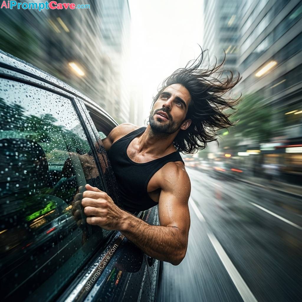 How to Make your image as Person Leaning Dramatically out of The Passenger Car Window