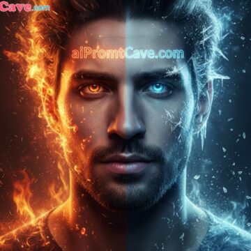 How to Make your photo as Fire and Ice Split Face Man – Ultra-Realistic Cinematic Fantasy Free Ai Prompt