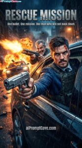 How to Put yourself in a Rescue Mission Action Poster – Cinematic Car Chase Gunfight - Free Ai Prompt