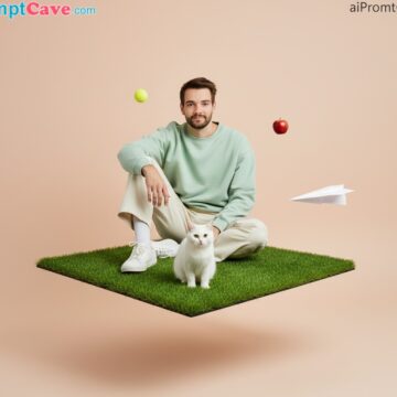 How to Take a photo of you and a cat in a studio photography scene - Free Ai Prompt Library