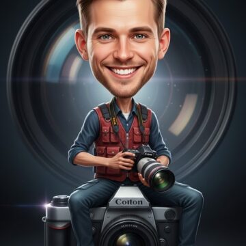 Hyper-Realistic 4D Photographer Caricature - Free Ai Prompt Cinematic DSLR Concept Art
