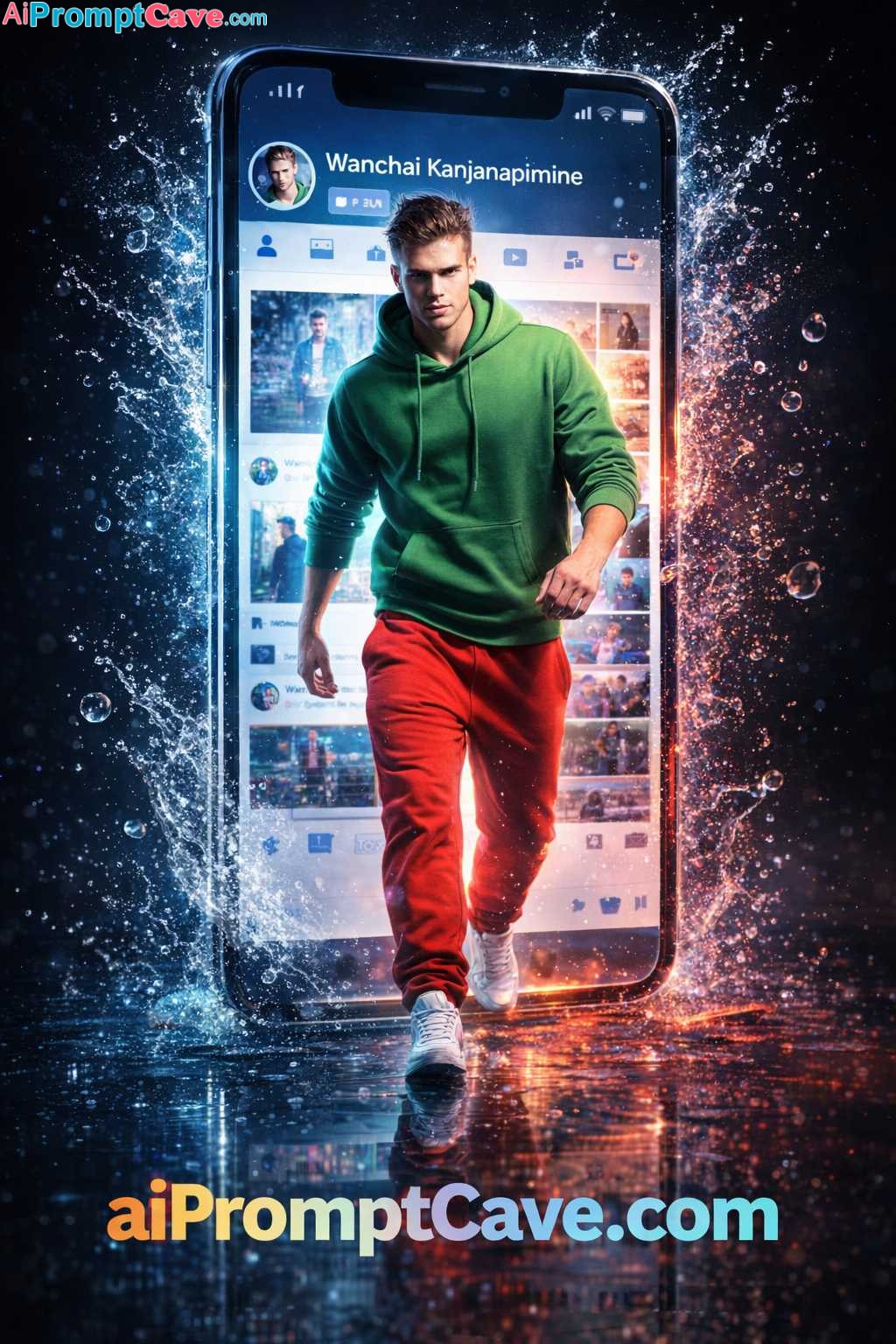 Make your Photo as a Cinematic Man Emerging From Smartphone Screen – Futuristic Surreal Art Concept