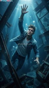 Put your Image in Cinematic Underwater Disaster Scene – Man Struggling Toward the Light - Free Ai Prompt