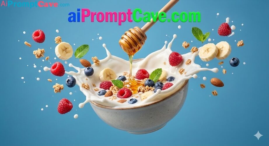 A hyper-realistic, high-speed food photography scene featuring a bowl suspended mid-air with ingredients exploding outward in perfect motion.