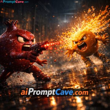 Epic Cinematic 3D Fruit Battle Pomegranate vs Orange - Free Ai Prompt