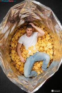 Free Ai Prompt How to Put yourself Inside a Giant Potato Chips Bag