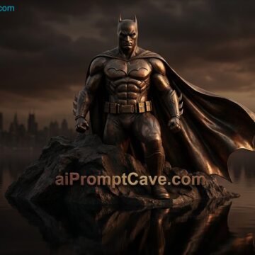 How to Create Cinematic Bronze Batman Statue with Dramatic Lighting and Dark Reflective Water - Free Ai Prompt