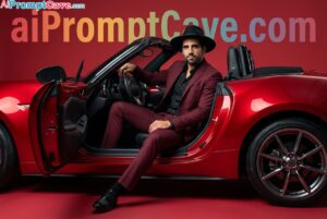 How to Put Turn your Image into Luxury Fashion Portrait in Red Convertible - Free Ai Prompt