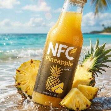 Marketing Ai Prompt Pineapple Juice Bottle Ad in Tropical Beach Setting - Free Ai Prompt