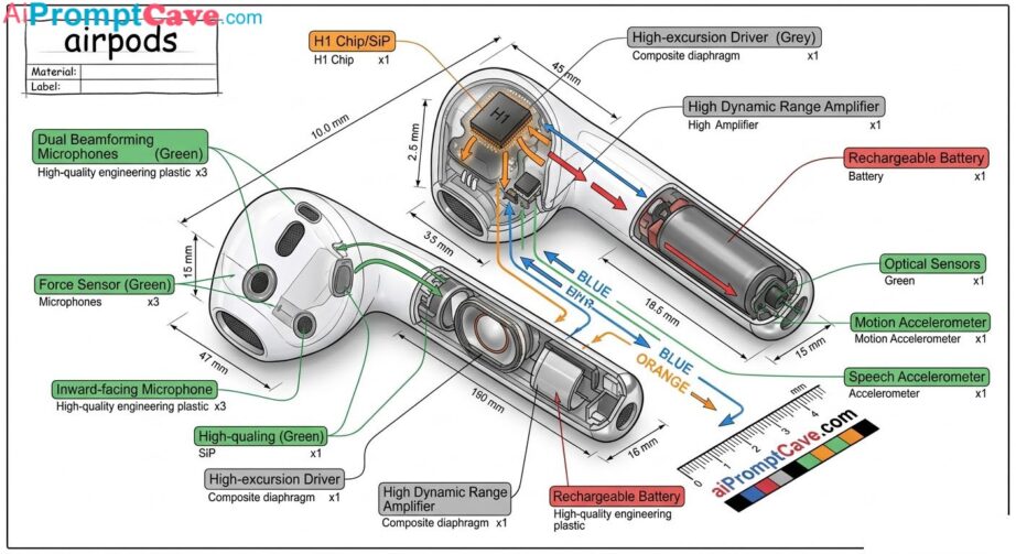 Create Isometric 3D Airpods Image, Technical Infographic – Free Ai Prompt Create Isometric 3D Airpods Image, Technical Infographic - Free Ai Prompt