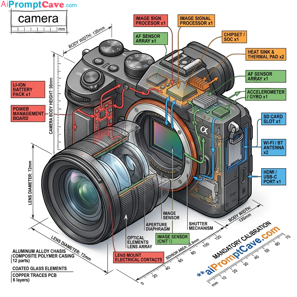 Create Isometric Camera Image, Technical Infographic – Free Ai Prompt