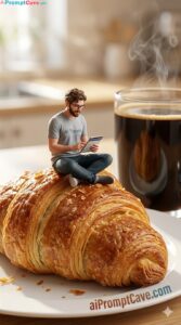 Miniature Man Breakfast Scene Prompt - Free Ai Prompt