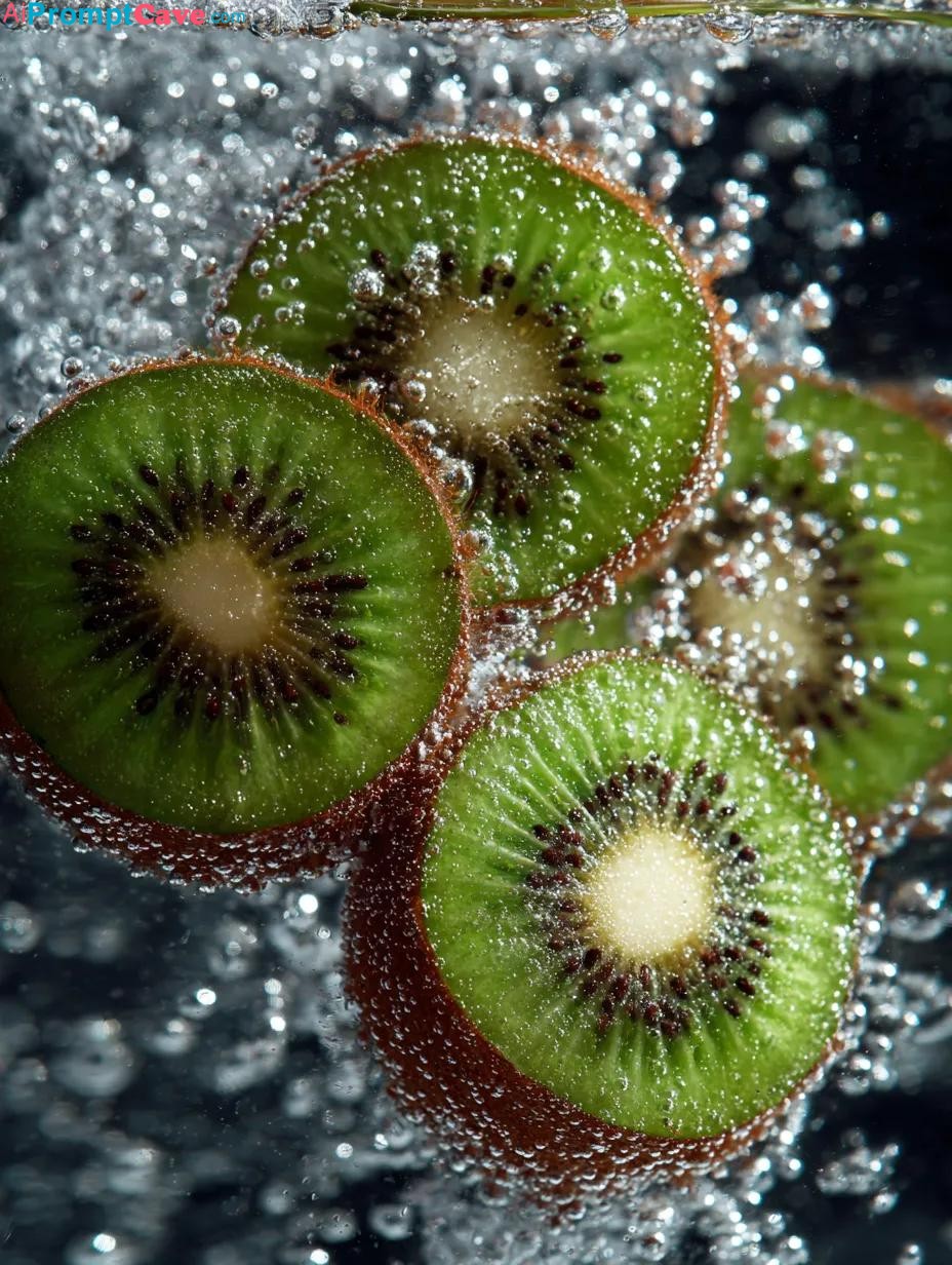 Slices of Kiwi Submerged in Sparkling water - Free Ai Prompt