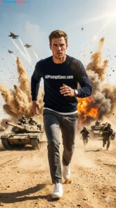 Take a Picture During War in Cinematic Desert Survival Run Battlefield Scene - Free Ai Prompt