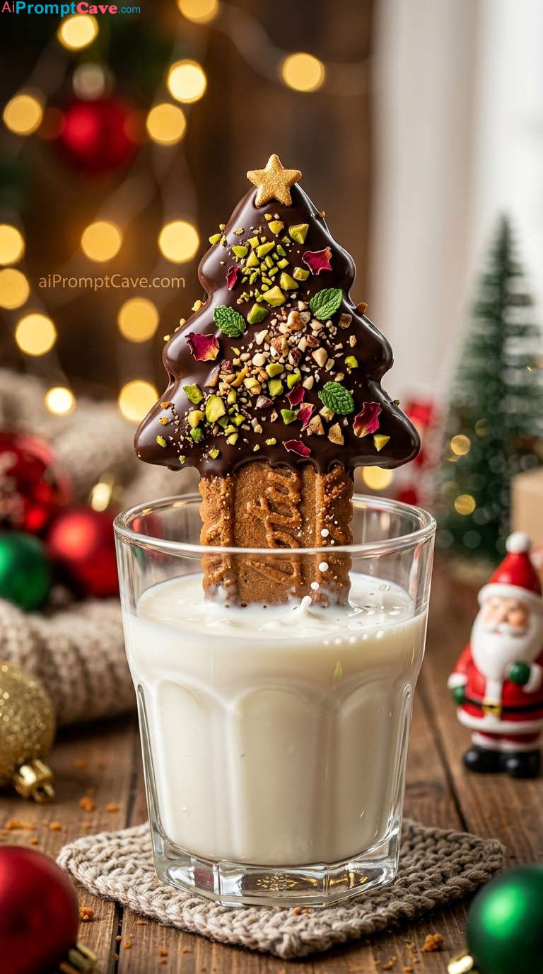 Biscoff Christmas Cookie in Milk - Free Ai Image Prompt