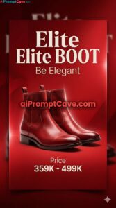 Bold Red Fashion Boots Sale Poster Modern Commercial Design - Free Ai Image Prompt