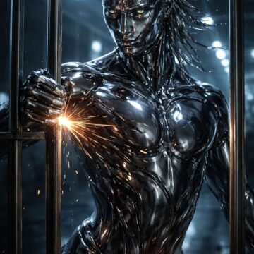 Chrome Liquid Metal Robot - Dark Sci-fi Cinematic Style - Free Ai Prompt