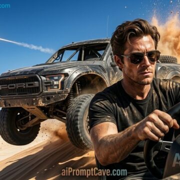 Cinematic Desert Trophy Truck Action Scene - Free Ai Prompt