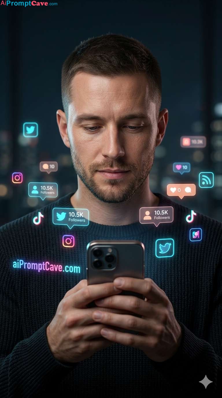 Cinematic Digital Social Media Lifestyle Man Portrait - Free Ai Prompt