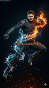 Cinematic Elemental Warrior Water Fire - Free Ai Image Prompt