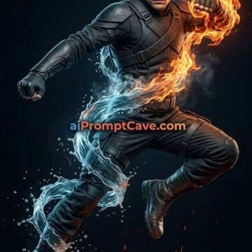 Cinematic Elemental Warrior Water Fire - Free Ai Image Prompt