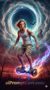 Cinematic Hoverboard Fantasy Portrait - Free Ai Prompt