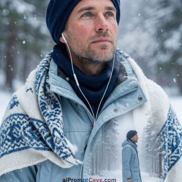 Cinematic Winter Portrait your Photo as Double Exposure Snow Scene - Free Ai Prompt