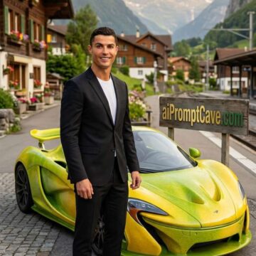 Cristiano Ronaldo Swiss Alps Lemon McLaren Portrait - Free Ai Prompt