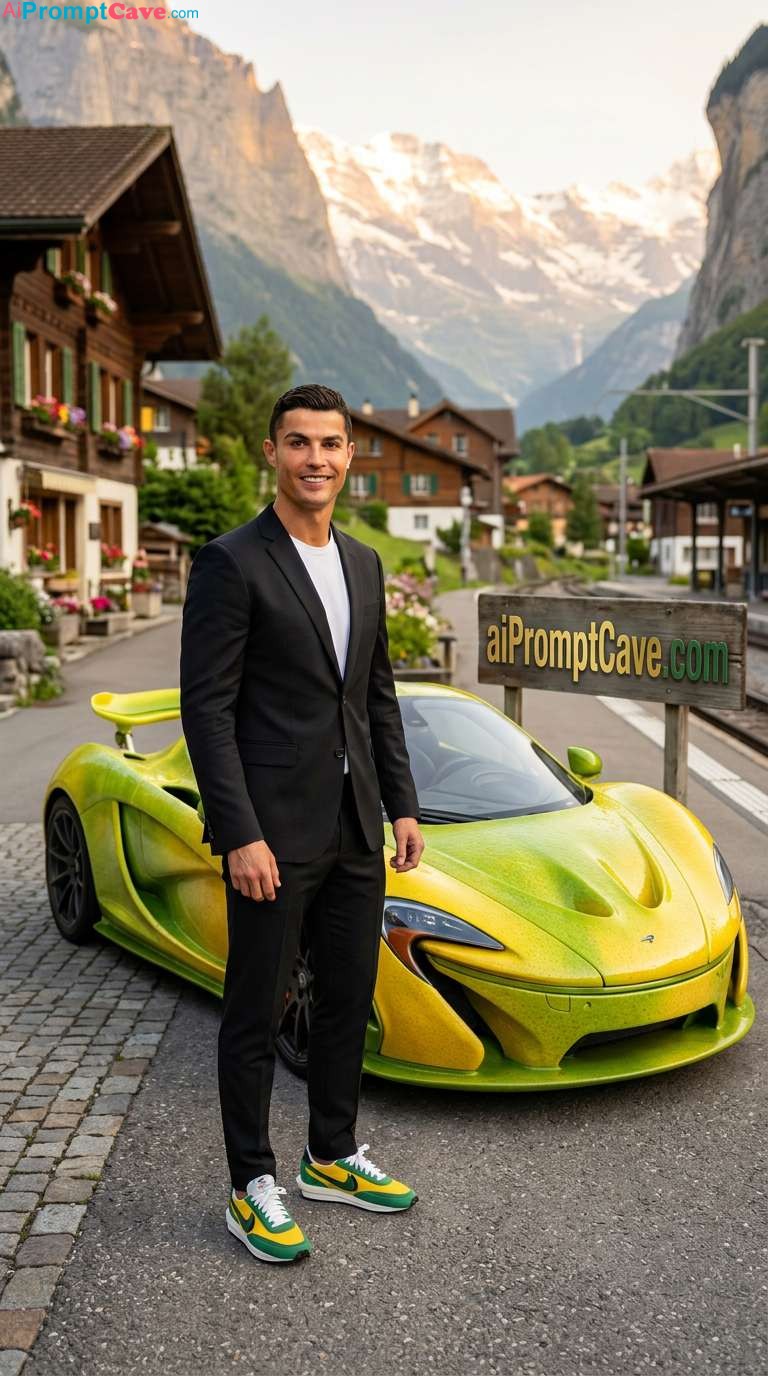 Cristiano Ronaldo Swiss Alps Lemon McLaren Portrait – Free Ai Prompt Cristiano Ronaldo Swiss Alps Lemon McLaren Portrait - Free Ai Prompt